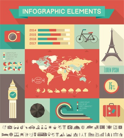 Flat Infographic Elements plus Icon Set. Vector EPS 10.の写真素材