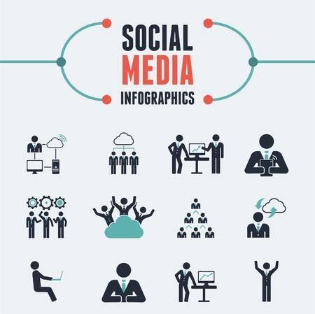 Flat Social Media Infographics plus Icon Set. Vector.の写真素材