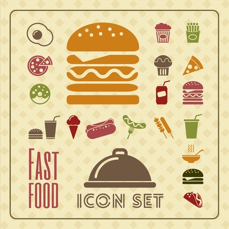 Flat Fastfood Infographic Elements plus Icon Set. Vector.の写真素材