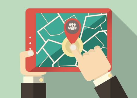 Flat Tablet User with Shadow. Vector Illustration EPS 10.のイラスト素材