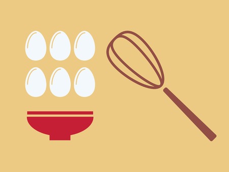 Eggs with plate. Flat Design. のイラスト素材