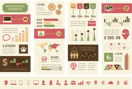 Flat Design Technology Infographic Elements plus Icon Set. のイラスト素材
