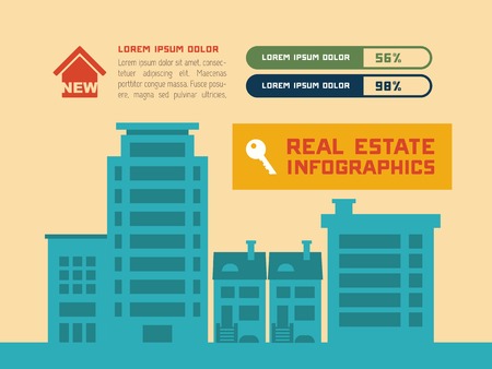 Real Estate Flat Infographic Element Graphics のイラスト素材