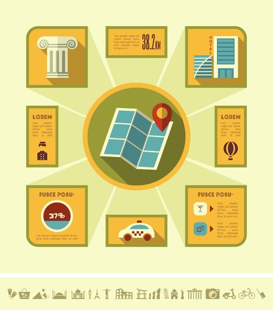 Flat Infographic Elements plus Icon Setのイラスト素材