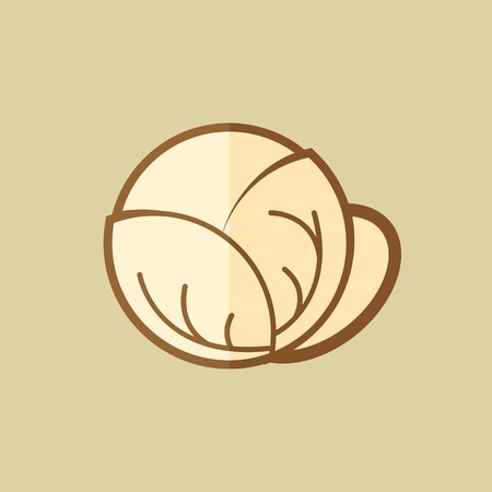 Cabbage. Food Flat Icon.のイラスト素材