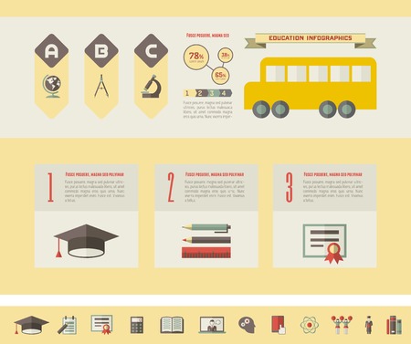 Education Infographic Elements plus Icon Set. Vector.のイラスト素材