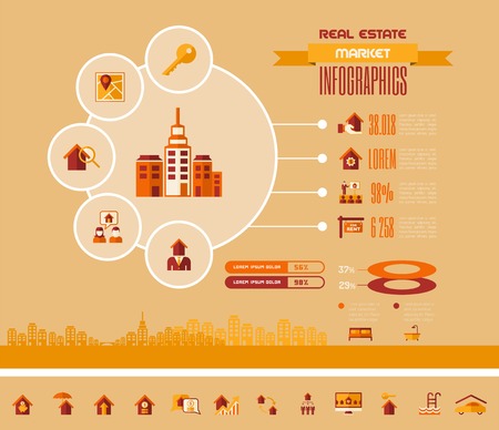 Real Estate Infographic Elements plus Icon Set. Vector.のイラスト素材