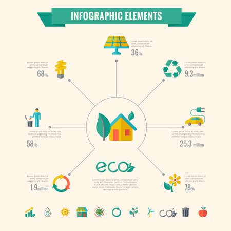 Ecology Infographic Template. Vector Customizable Elements.のイラスト素材