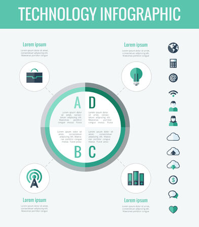 Technology Infographic Template. Vector Customizable Elements.のイラスト素材
