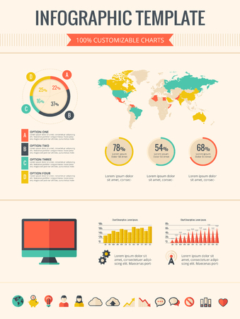 Technology Infographic Template. Vector Customizable Elements.のイラスト素材