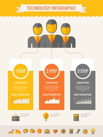 Technology Infographic Template. Vector Customizable Elements.のイラスト素材