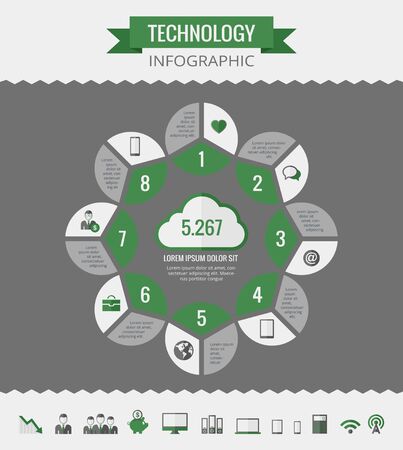 Technology Infographic Template. Vector Customizable Elements.のイラスト素材
