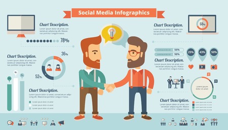 Social Media Infographic Template. Vector Customizable Elements.