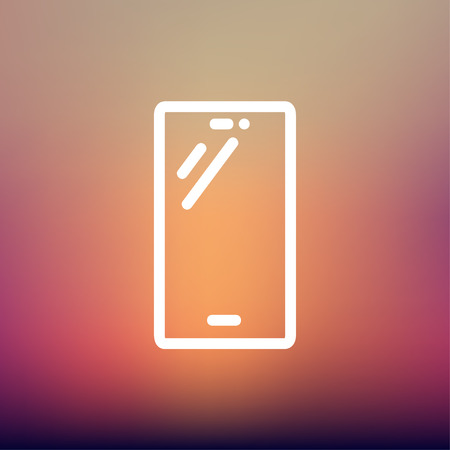 Smartphone icon thin line for web and mobile, modern minimalistic flat design. Vector white icon on gradient mesh background.のイラスト素材