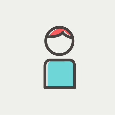 Male icon thin line for web and mobile, modern minimalistic flat design. Vector icon with dark grey outline and offset colour on light grey background.のイラスト素材