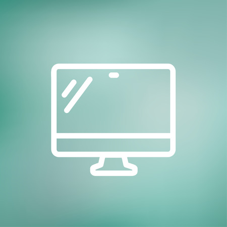 Monitor icon thin line for web and mobile, modern minimalistic falt design. Vector white icon on gradient mesh background.のイラスト素材