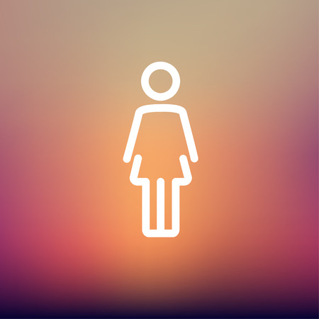 Woman standing icon thin line for web and mobile, modern minimalistic flat design. Vector white icon on gradient  mesh background.のイラスト素材