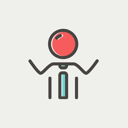 Businessman raising his arms icon thin line for web and mobile, modern minimalistic flat design. Vector icon with dark grey outline and offset colour on light grey background.のイラスト素材