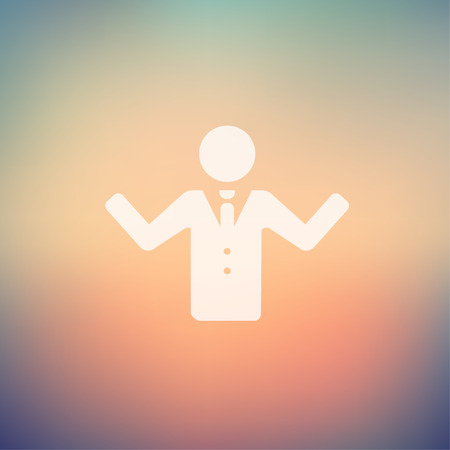 Man raising hand icon in flat style for web and mobile, modern minimalistic flat design. Vector white icon on gradient mesh backgroundのイラスト素材