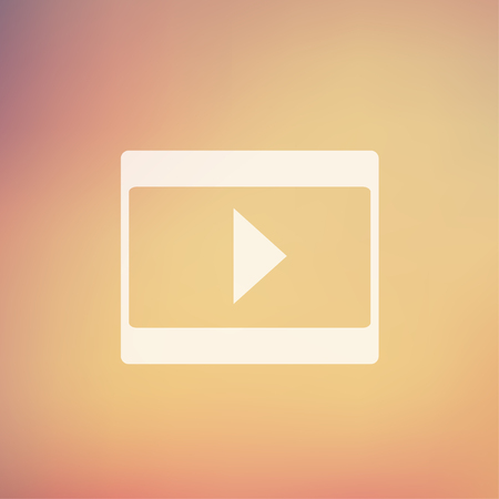 Play button icon in flat style for web and mobile, modern minimalistic flat design. Vector white icon on gradient mesh backgroundのイラスト素材