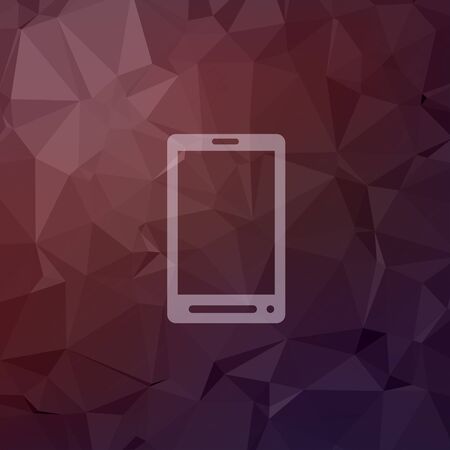 Mobile phone icon in flat style for web and mobile, modern minimalistic flat design. Vector white icon on abstract polygonal backgroundのイラスト素材