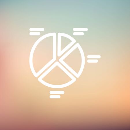 Pie chart icon thin line for web and mobile, modern minimalistic flat design. Vector white icon on gradient mesh background.のイラスト素材