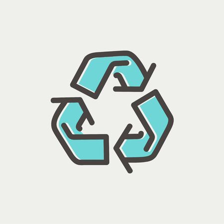 Recycle symbol icon thin line for web and mobile, modern minimalistic flat design. Vector icon with dark grey outline and offset colour on light grey background.のイラスト素材
