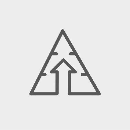 Triangle arrow up icon thin line for web and mobile, modern minimalistic flat design. Vector dark...