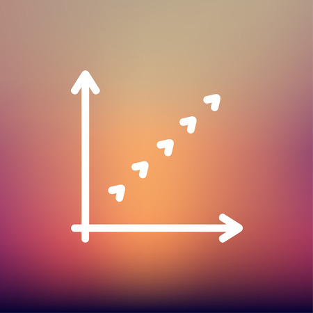 Letter L logo arrow icon thin line for web and mobile, modern minimalistic flat design. Vector white icon on gradient mesh background.のイラスト素材