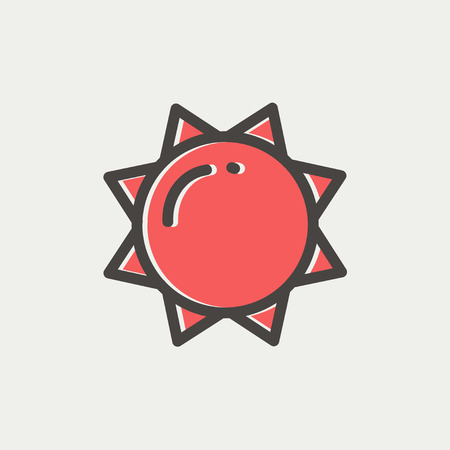 Sun icon thin line for web and mobile, modern minimalistic flat design. Vector icon with dark grey outline and offset colour on light grey background.のイラスト素材