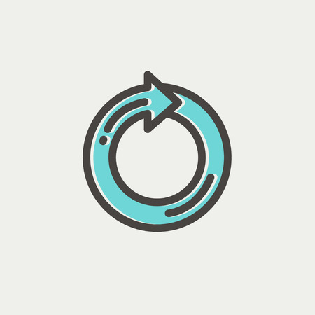 Circular arrow sign icon thin line for web and mobile, modern minimalistic flat design. Vector icon with dark grey outline and offset colour on light grey background.のイラスト素材