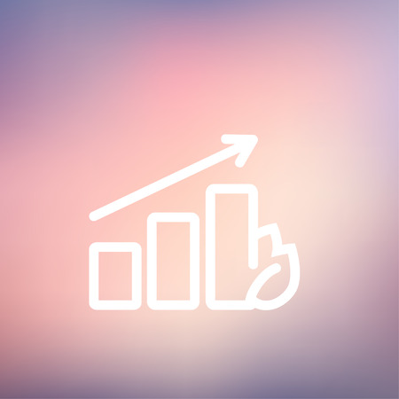 Growing graph icon thin line for web and mobile, modern minimalistic flat design. Vector white icon on gradient mesh background.のイラスト素材