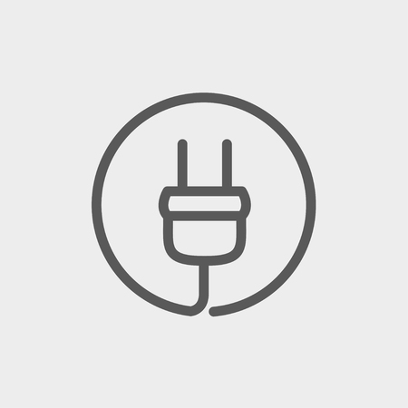 Electrical plug icon thin line for web and mobile, modern minimalistic flat design. Vector dark grey icon on light grey background.のイラスト素材