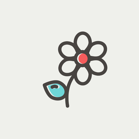 Flower icon thin line for web and mobile, modern minimalistic flat design. Vector icon with dark grey outline and offset colour on light grey background.のイラスト素材