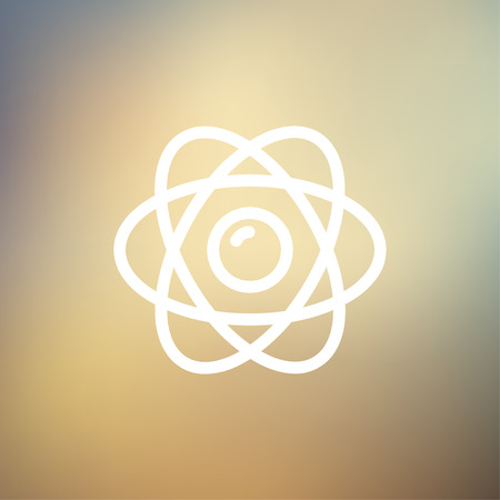 Atom icon thin line for web and mobile, modern minimalistic flat design. Vector white icon on gradient mesh background.のイラスト素材