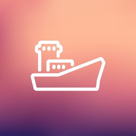 Cargo container ship icon thin line for web and mobile, modern minimalistic flat design. Vector white icon on gradient mesh background.のイラスト素材