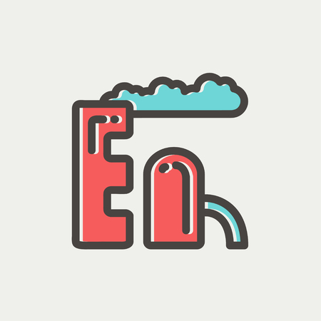 Factory pipe icon thin line for web and mobile, modern minimalistic flat design. Vector icon with dark grey outline and offset colour on light grey background.のイラスト素材