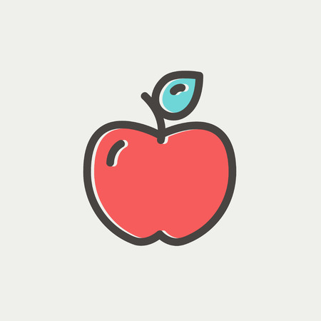 Apple icon thin line for web and mobile, modern minimalistic flat design. Vector icon with dark grey outline and offset colour on light grey background.のイラスト素材