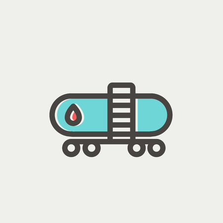Gas and oil tank icon thin line for web and mobile, modern minimalistic flat design. Vector icon with dark grey outline and offset colour on light grey background.のイラスト素材