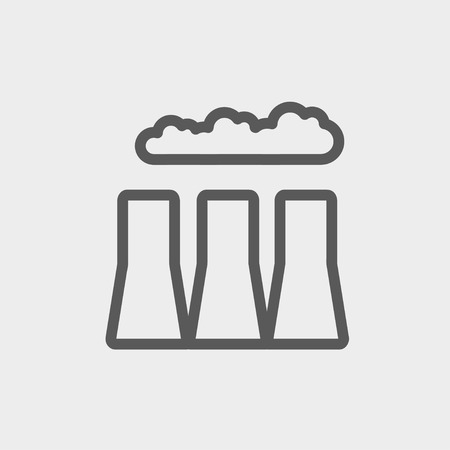 Factory pipe icon thin line for web and mobile, modern minimalistic flat design. Vector dark grey icon on light grey background.のイラスト素材