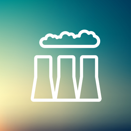 Factory pipe icon thin line for web and mobile, modern minimalistic flat design. Vector white icon on gradient mesh background.のイラスト素材