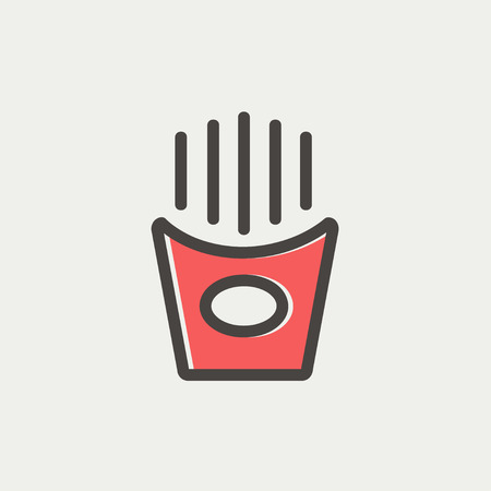 Popcorn icon thin line for web and mobile, modern minimalistic flat design. Vector icon with dark grey outline and offset colour on light grey background.のイラスト素材