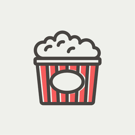 Popcorn icon thin line for web and mobile, modern minimalistic flat design. Vector icon with dark grey outline and offset colour on light grey background.のイラスト素材
