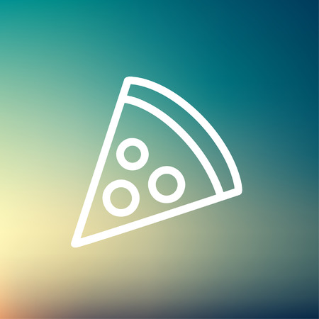 Pizza slice icon thin line for web and mobile, modern minimalistic flat design. Vector white icon on gradient mesh background.のイラスト素材