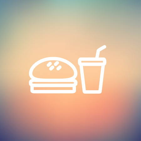 Fast food meal icon thin line for web and mobile, modern minimalistic flat design. Vector white icon on gradient mesh background.のイラスト素材