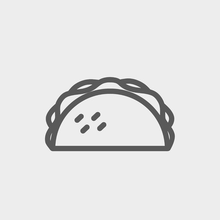 Taco icon thin line for web and mobile, modern minimalistic flat design. Vector dark grey icon on light grey background.のイラスト素材