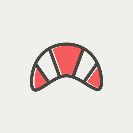 Delicious baked croissant icon thin line for web and mobile, modern minimalistic flat design. Vector icon with dark grey outline and offset colour on light grey background.のイラスト素材