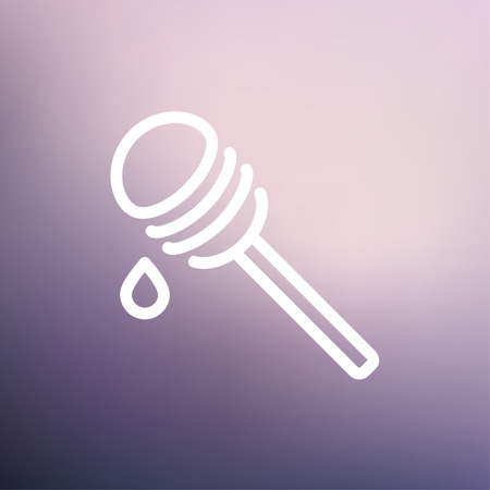 Honey dipper icon thin line for web and mobile, modern minimalistic flat design. Vector white icon on gradient mesh background.のイラスト素材