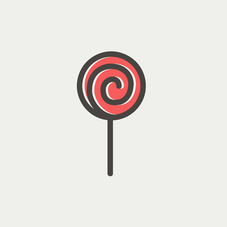 Lollipop icon thin line for web and mobile, modern minimalistic flat design. Vector icon with dark grey outline and offset colour on light grey background.のイラスト素材