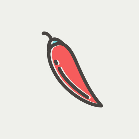 Chilli icon thin line for web and mobile, modern minimalistic flat design. Vector icon with dark grey outline and offset colour on light grey background.のイラスト素材